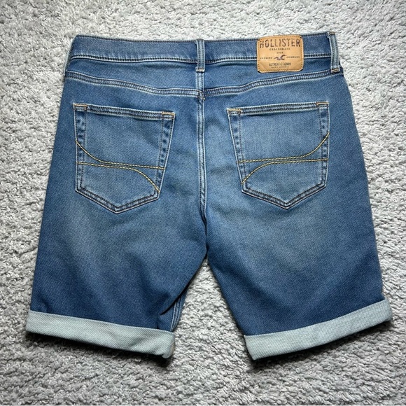 Hollister Shorts Mens 31 Light Wash Stretch Denim Casual Preppy Cuffed Vacation - Picture 3 of 3